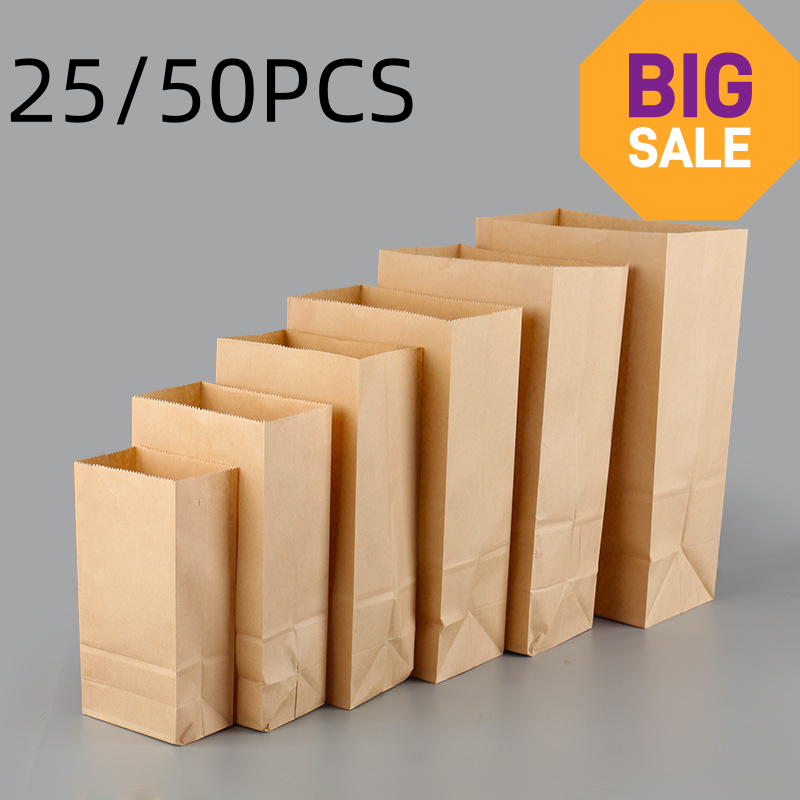 Food Storage Plants - 25/50 Sacchetti di Carta Kraft Marrone,