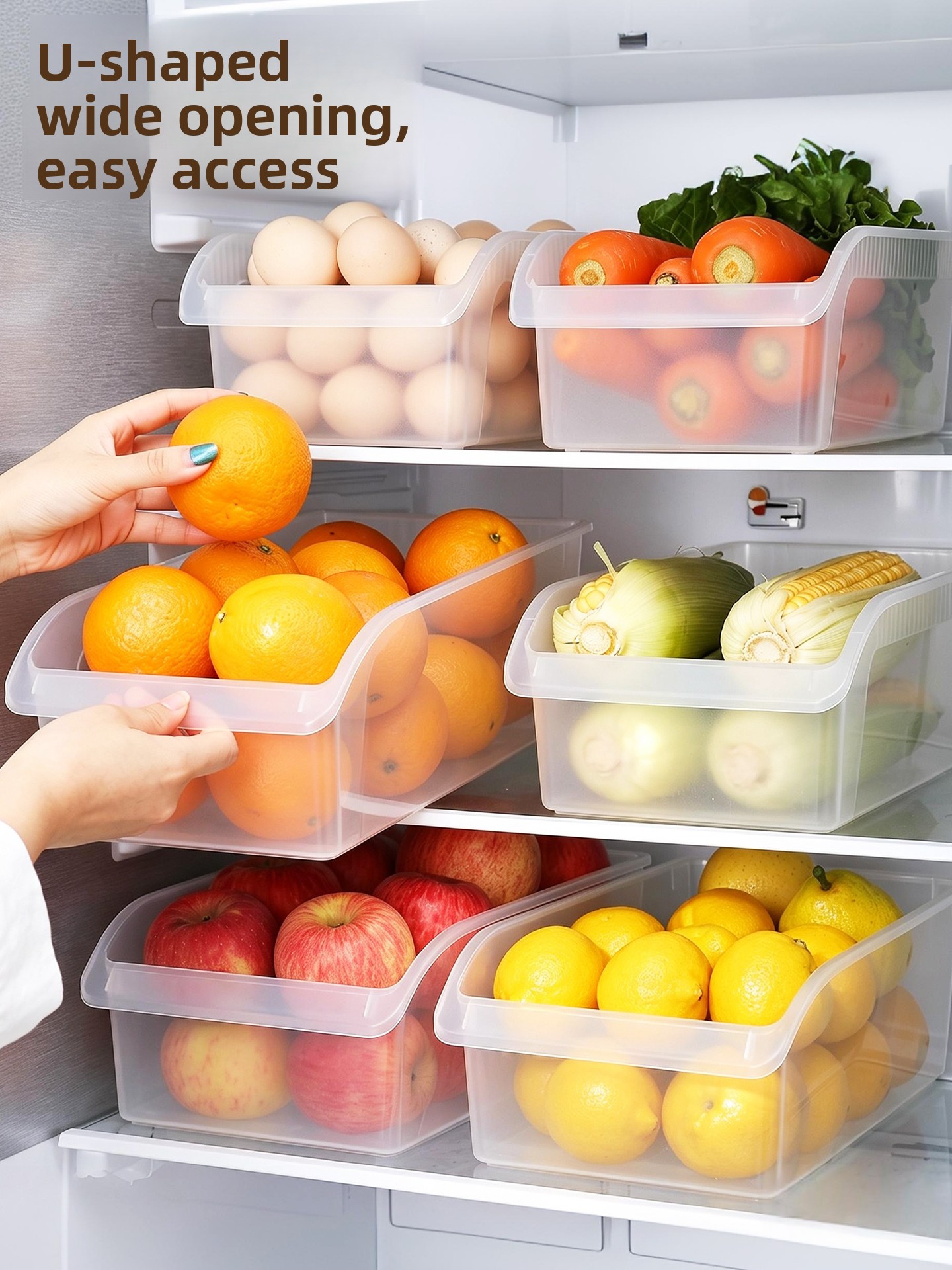 Food Storage Drawers - Contenitore Trasparente a Cassetto per Frigorifero,