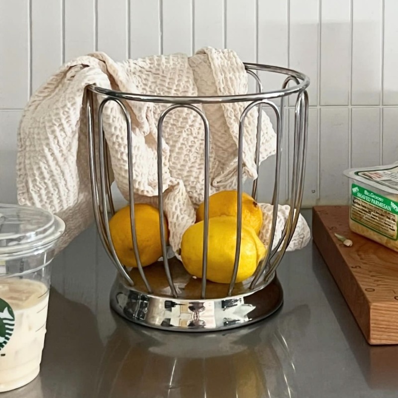Food Storage In Restaurant - Cestino per Frutta Minimalista in Acciaio