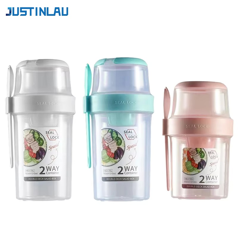 Food Storage With Scoop - JUSTINLAU Contenitore Portatile per Fitness e