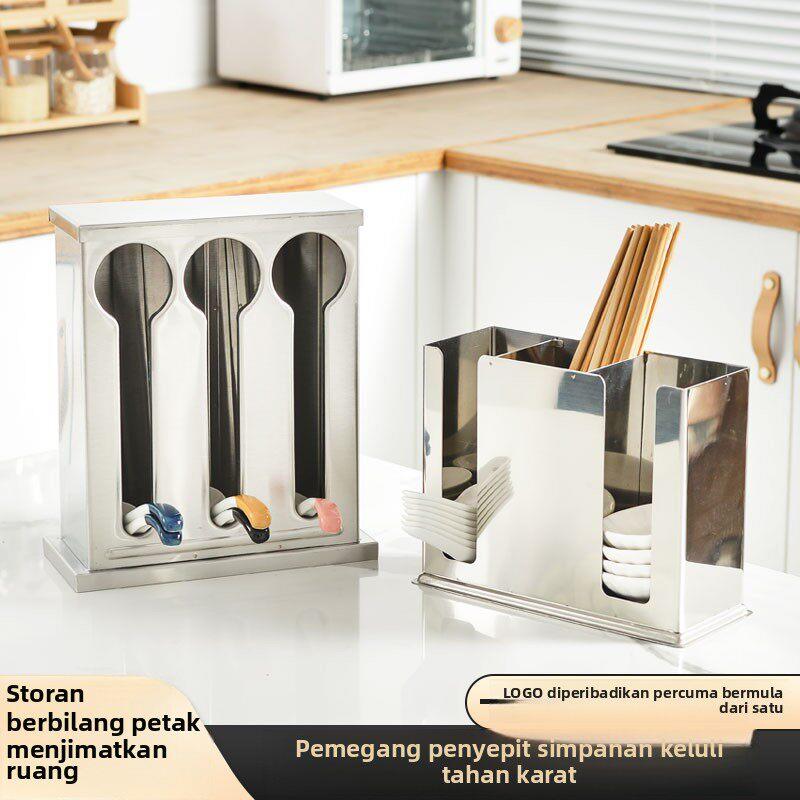 Food Storage In Restaurant - Portautensili Quadrato in Acciaio Inox per
