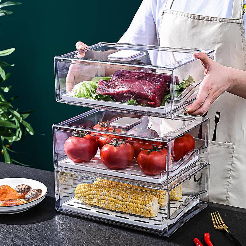 Food Storage Drawers - Cassetto Frigorifero per Congelamento con Scolapiatti,