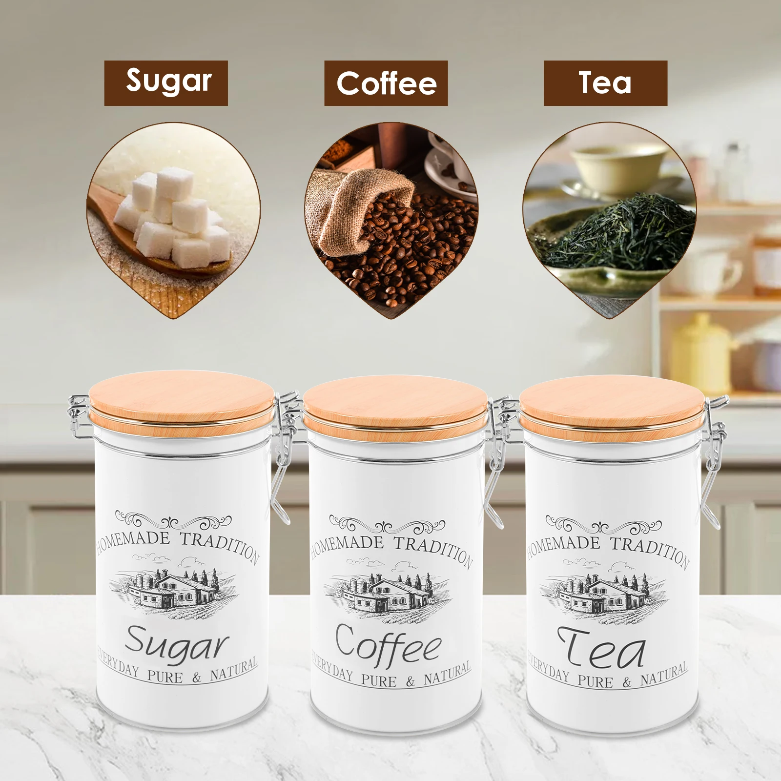 3 pz/set tè caffè contenitori  - Food Storage Kitchen Container Set recensione e prezzo