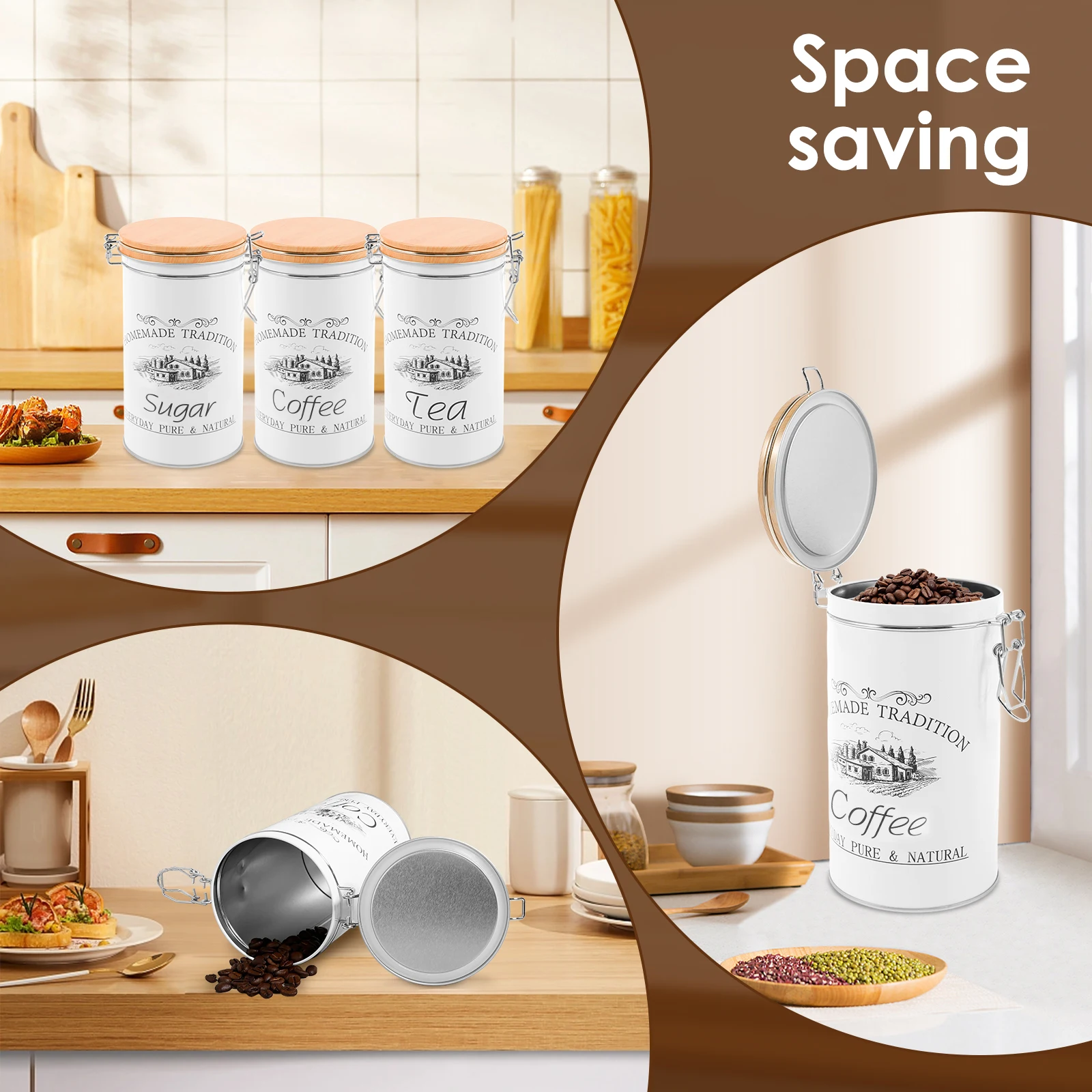 3 pz/set tè caffè contenitori  - Food Storage Kitchen Container Set recensione e prezzo