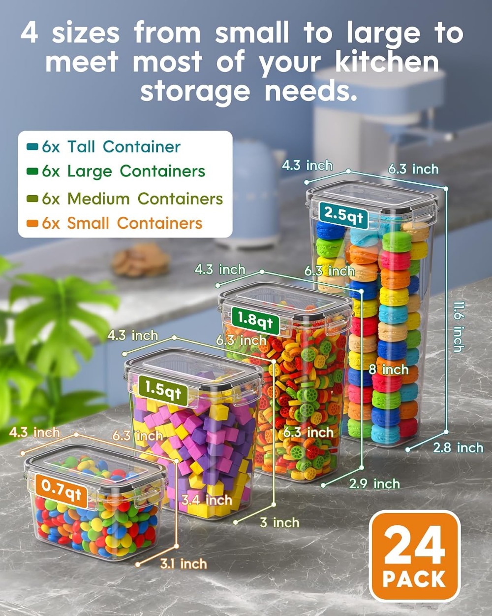 Set di 24 Contenitori Ermetici - Food Storage In The Kitchen recensione e prezzo